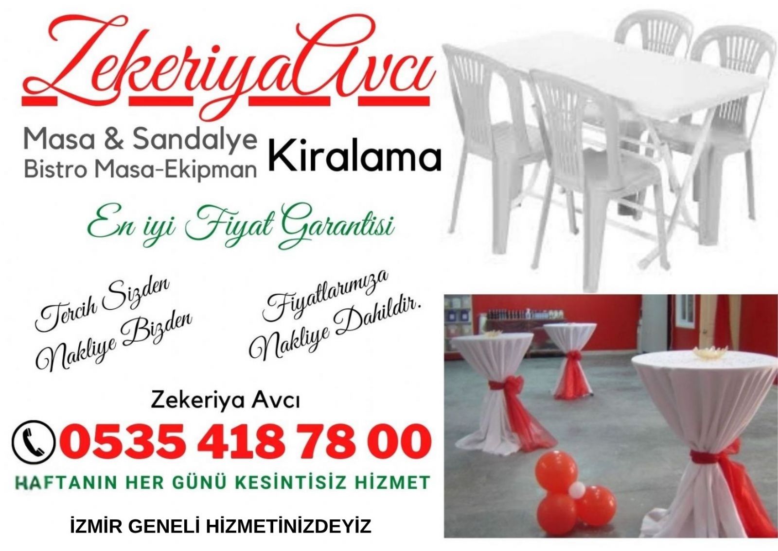 Torbalı Masa Sandalye Kiralama